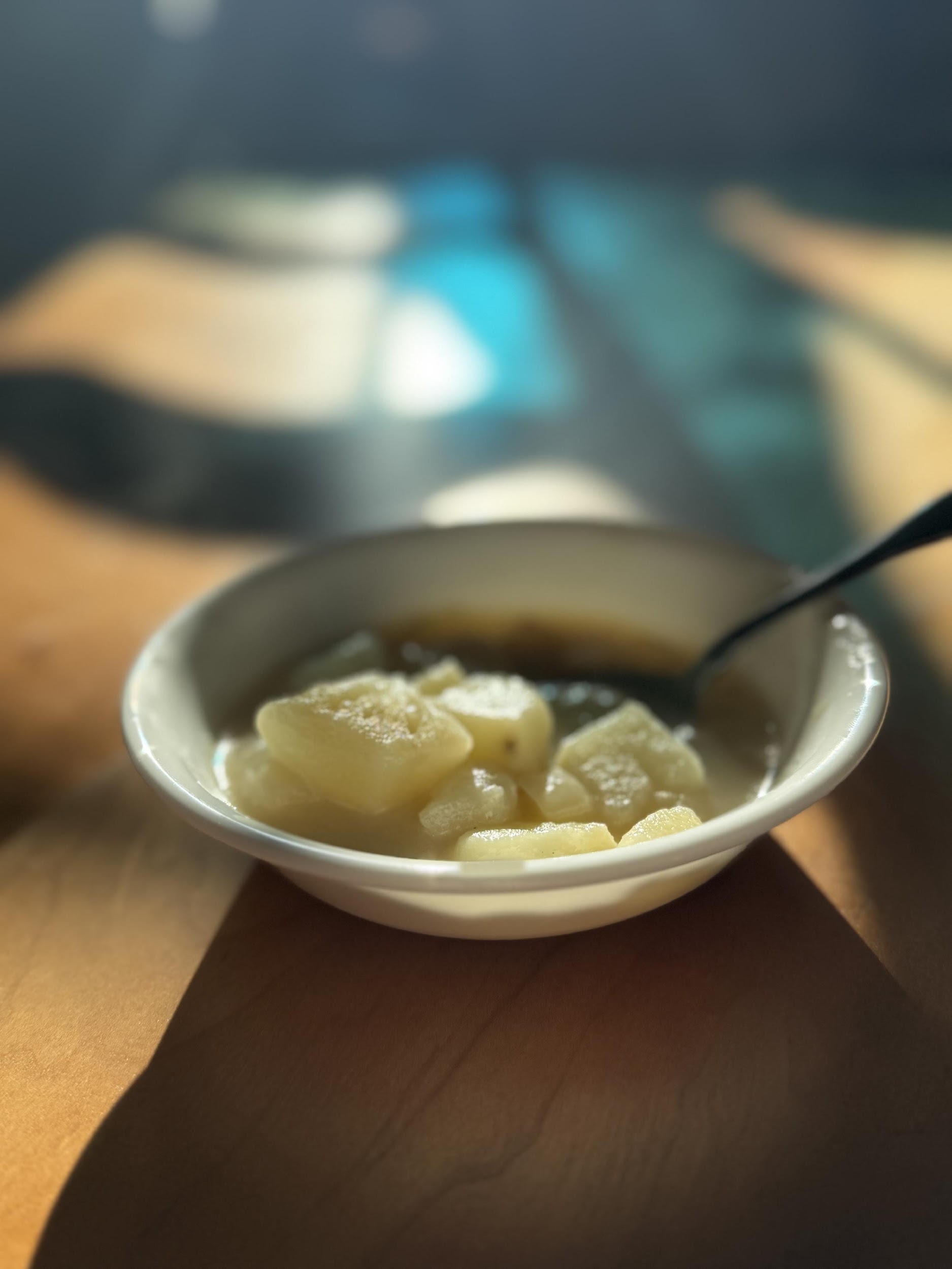 a bowl of homemade potato soup