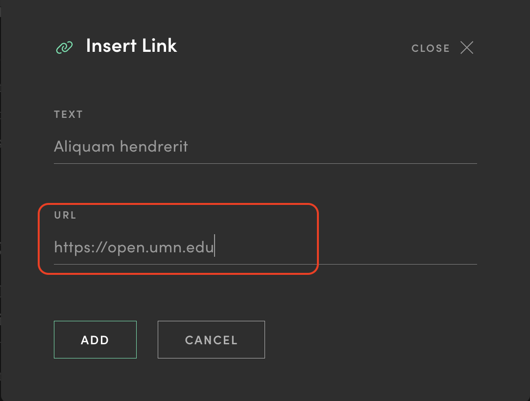screenshot of manifold editor showing where to insert your URL