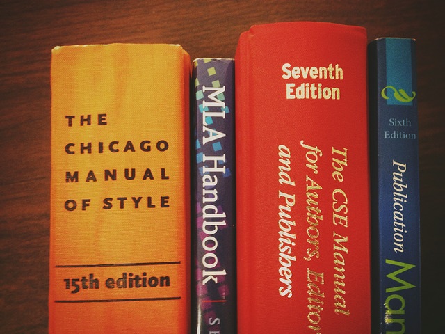 A row of books for different citation styles.
