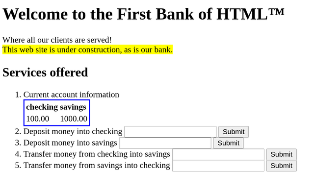 Second bank assignment, with PHP connecting to a database