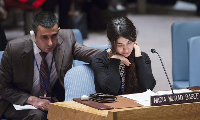 Nadia Murad Basee Taha speaks before the UN Security Council