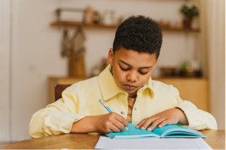 A boy working on homework