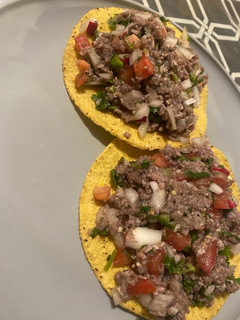 Carne Apache: raw beef with citrus, served on tostadas